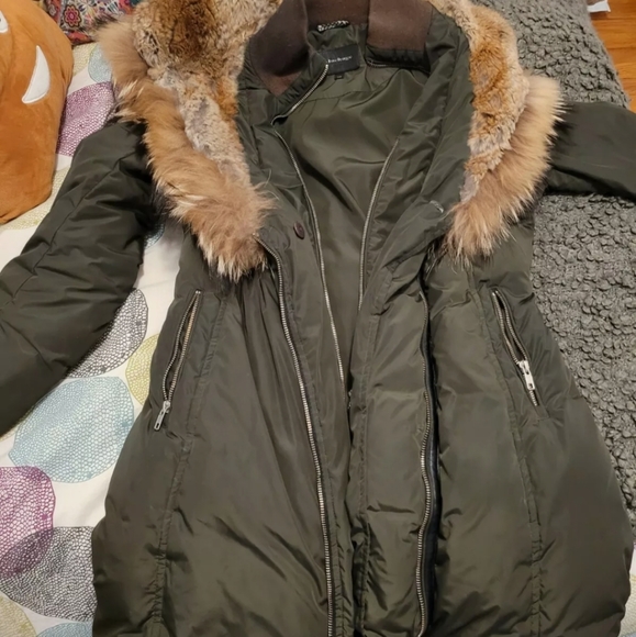 MACKAGE TRISH GREEN DOWN PARKA WOMANS COAT FUR HOOD - Picture 1 of 3